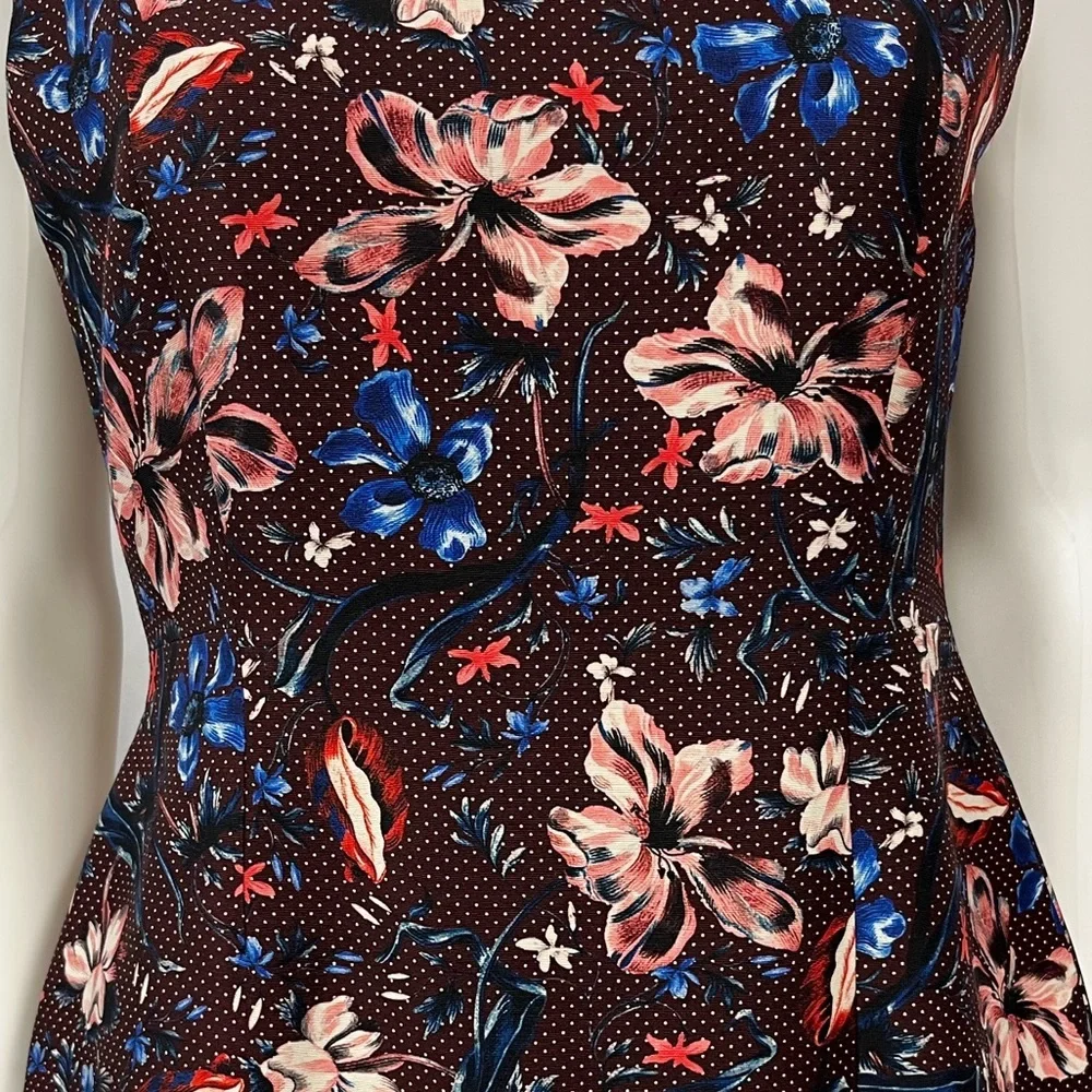 ERDEM Arlie Floral Jacquard Midi Sheath Dress Blue Pink Wedding Guest US 8 - Picture 7 of 15